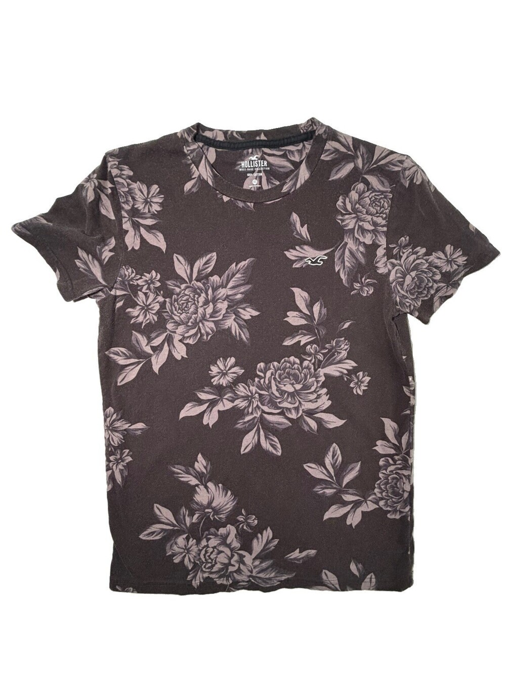 Hollister Brown Floral Crew Neck T Shirt Men’s Size XS